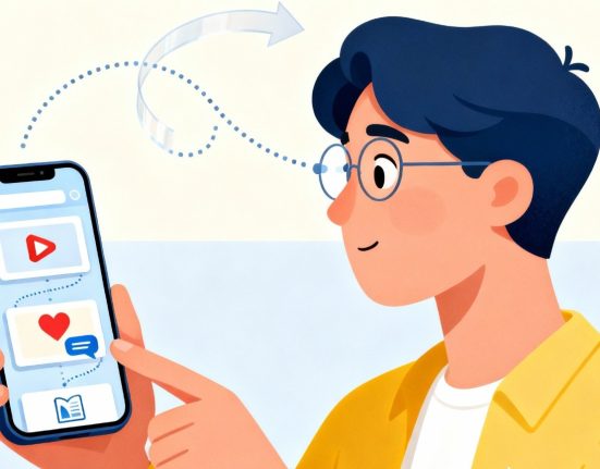 Diagram showing how user interaction shapes the content displayed on a social media feed.