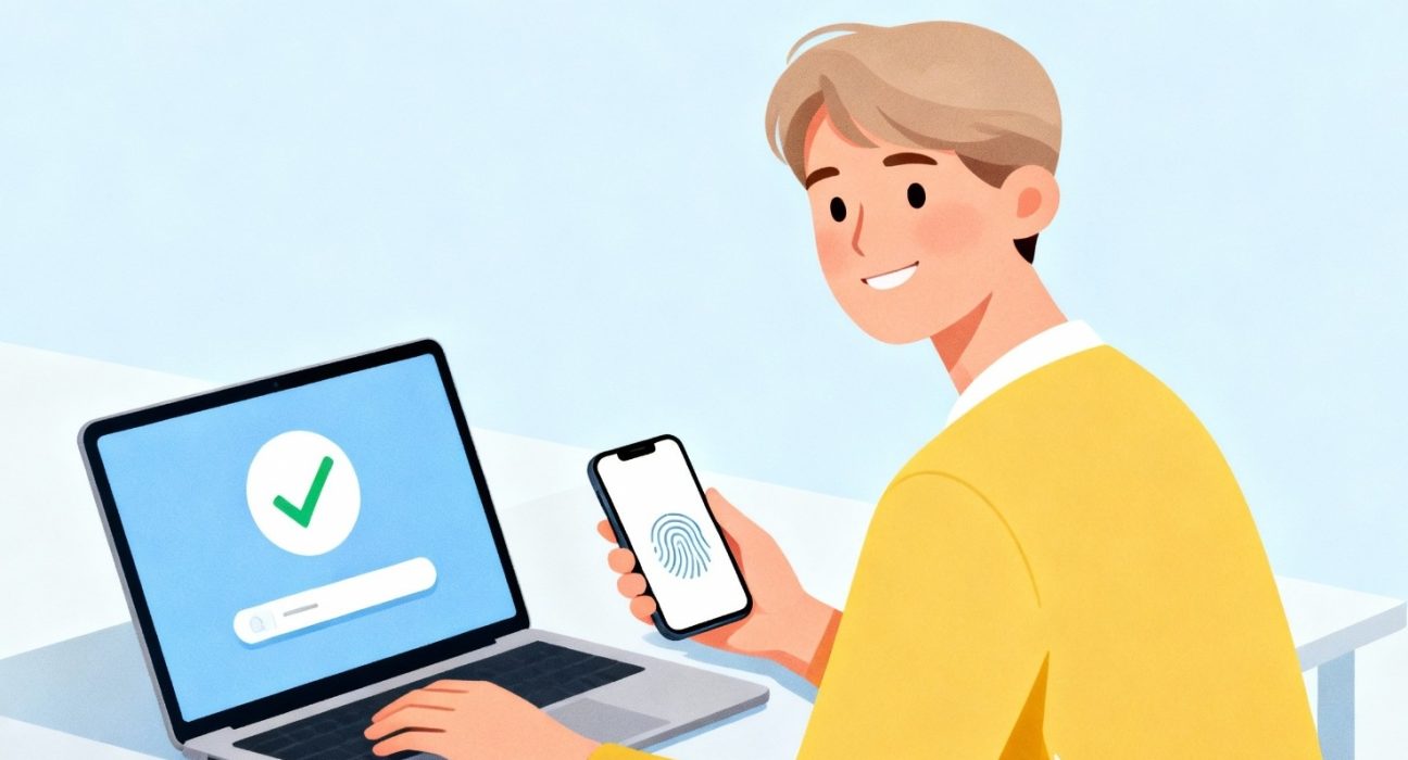 Illustration showing a person logging in without using a password