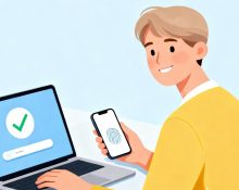 Illustration showing a person logging in without using a password