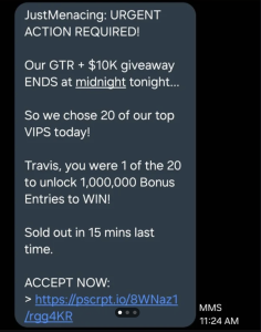 illustrating fake give away message