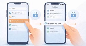An illustration showing how to access privacy setting in a device 