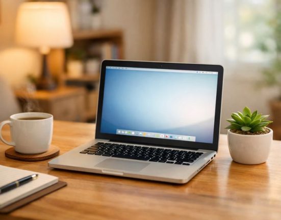 A clean laptop on a cozy desk, symbolizing a faster, more organized computer after following simple optimization tips.