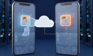 conceptual 3D illustration that visualizes the "Digital Disappearing Act.